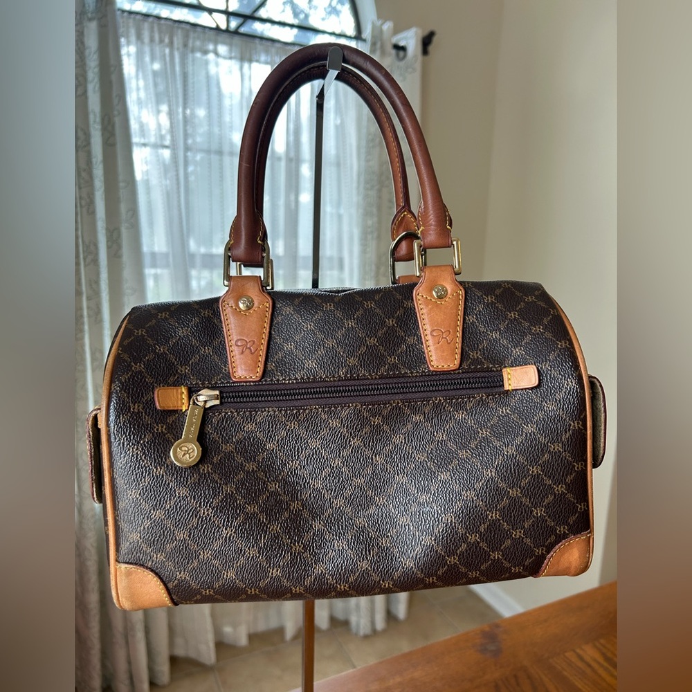 Rioni Moda Italia Signature Logo Boston Top Handles Bag Purse 2 side pockets - Picture 3 of 12